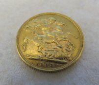 22ct gold Edward VII full sovereign 1903