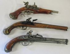 3 replica decorative flintlock pistols