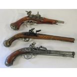 3 replica decorative flintlock pistols