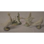 4 Lladro / Nao figures of ducks (AF some repairs)