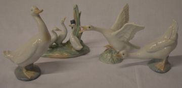 4 Lladro / Nao figures of ducks (AF some repairs)