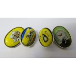 Set of silver and enamel cufflinks depicting cards, horse racing,