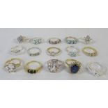 15 assorted silver dress rings