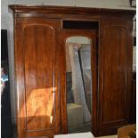 Victorian mahogany linen press (AF - centre door requires reattaching)