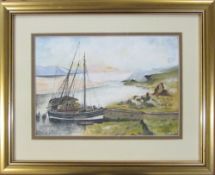 Watercolour of boats signed PLB '35 37.