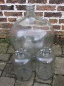 Glass carboy & 2 demijohn bottles