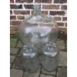 Glass carboy & 2 demijohn bottles