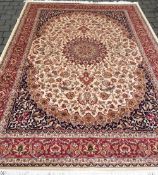 Beige ground Keshan carpet 2.8m by 2.