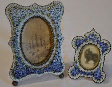 2 small ornate millefiori mosaic photo frames (some petal loss)