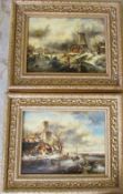 Pair of oil on boards of winter scenes by B Murray purchased from Jardim of Manchester 58 cm x 47