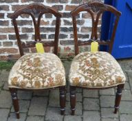 2 small Victorian dining chairs with upholstered seats