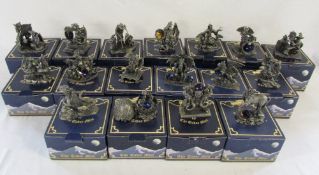 17 boxed Myth & Magic by Tudor Mint figures inc Wizard Mountain, Crystal Chalice, Crystal Unicorn,