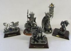 5 large boxed Myth & Magic by Tudor Mint figures - The dragon of the lamp,