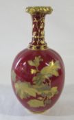 Crown Derby red vase with gilt decoration circa 1888 H 22 cm