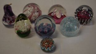 Glass paperweights including Caithness and millefiori glass