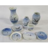 Selection of Royal Copenhagen bird vases and pin dishes inc mallard duck