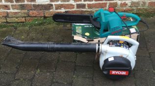 Ryobi petrol leaf blower & a Bosch electric chainsaw