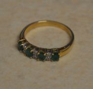 9ct gold emerald and diamond ring, approx total weight 2.