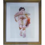 Acrylic painting of a sleeping nude by D R Adamson from Winchester School of Art signed and dated