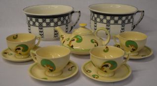 2 Royal Doulton 'Virginia' pattern chamber pots and a Royal Doulton 5204 Lynn Art Deco part tea