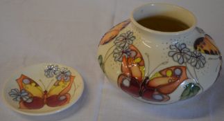 Moorcroft vase and dish (some crazing to vase)