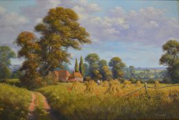 P J Greenhill landscape oil on canvas in gilt frame 87 cm x 61 cm