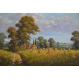 P J Greenhill landscape oil on canvas in gilt frame 87 cm x 61 cm