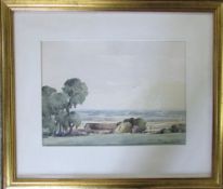 Watercolour 'Lincolnshire Farmstead' by Edward E Brannan from an exhibition 1938 57 cm x 48 cm