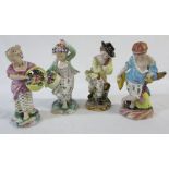 Early 20th century continental porcelain figures of the four seasons with Meissen style cross