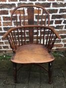 Yew & elm wood Windsor chair with crinoline stretcher (AF)