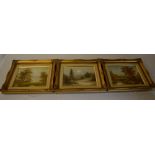 3 modern oil on canvas of landscape scenes in gilt frames