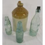 Selection of stoneware and glass Lincolnshire bottles