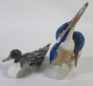 Royal Copenhagen kingfishers no 114 (boxed) and duck no 1933