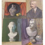 4 oil on canvas still life and portrait paintings by M O'Donnell