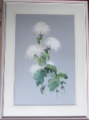 Watercolour 'White Chrysanthemums' by Sylvia Knight 1984 66 cm x 91 cm