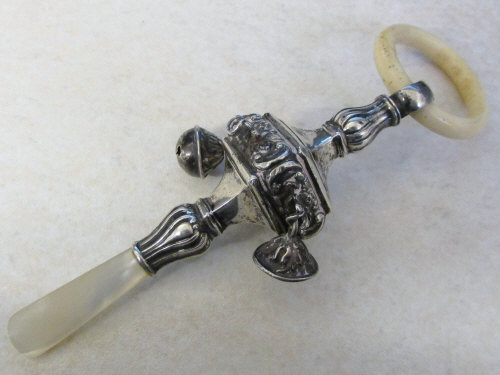 Edwardian silver baby rattle Birmingham 1912