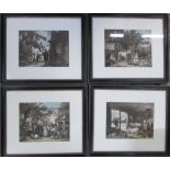 Set of 4 prints depicting rustic scenes in Hogarth frames