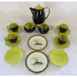 Carlton ware part coffee set (one cup and milk jug chipped)