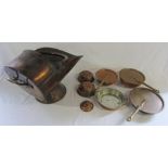 Various copper ware inc coal scuttle