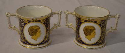 2 Royal Crown Derby Margaret Thatcher limited edition loving cups