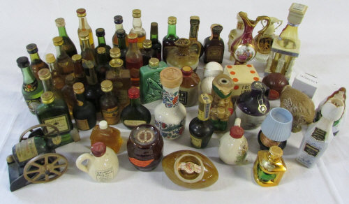 Various alcoholic miniatures inc ceramic and novelty bottles