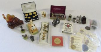 Various items inc Guinness kangeroo & buttons, Budha, Acme Thunderer whistles,