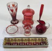 Selection of glassware inc cranberry