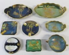 Assorted Carlton ware inc Vert Royale and Bleu Royale with patterns Mikado and Stork (trinket box,