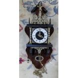 Dutch Zaandam style wall clock with brass mounts depicting Atlas (no pendulum or weights)