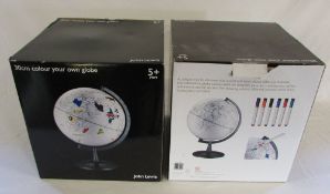 2 boxed and unused John Lewis 30 cm colour your own globe