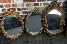 3 ornate wall mirrors with gilded rococo frames