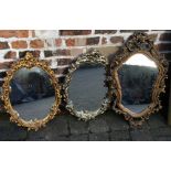 3 ornate wall mirrors with gilded rococo frames