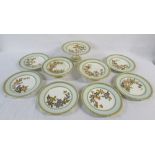 Royal Worcester Victorian 9 piece dessert set consisting of 6 plates and 3 comports/tazzas with