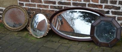 4 wall mirrors including one convex